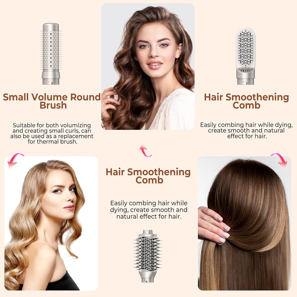 UKLISS 7 in 1 Pro Airstyler & Ionen Föhn [110,000RPM] High-speed Haartrockner Ionen Hair Dryer, mit Heißluft Lockenwickler Thermal Brush Haarglätterbürste Warmluftbürste Föhnbürste, 1200W/Blau