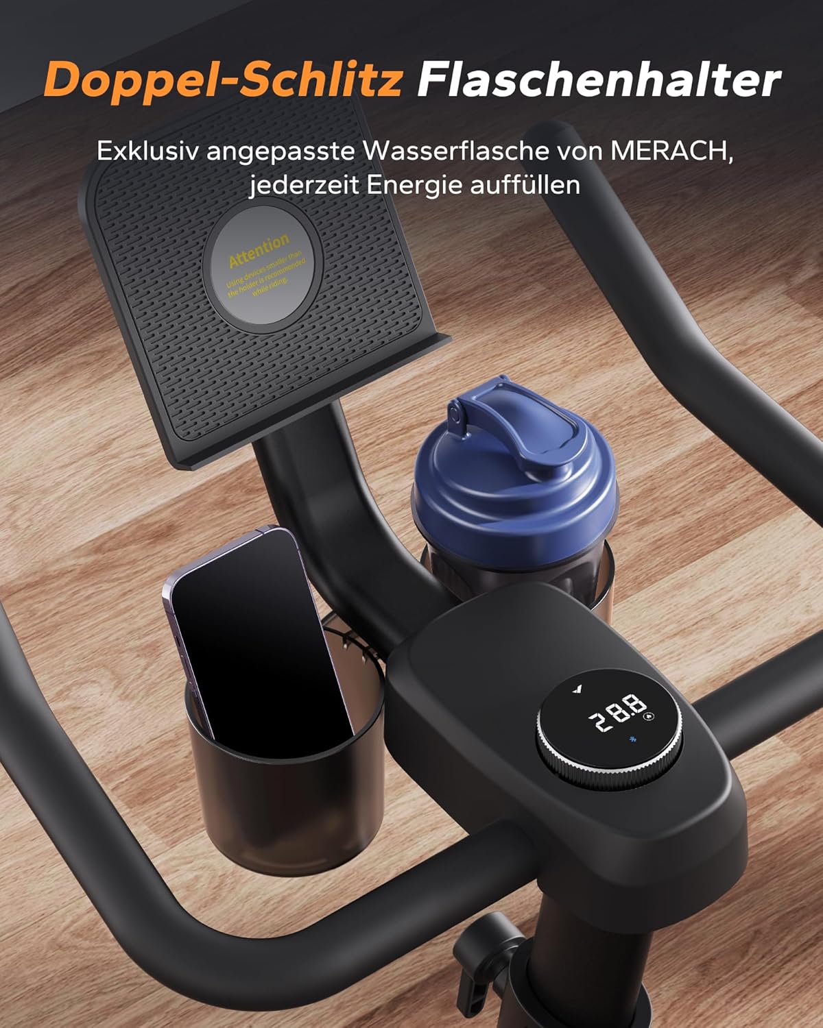 MERACH Cyclette con Resistenza Regolabile, Bici da Allenamento Silenziosa con Monitor LCD Migliorato, Supporto per Tablet, Cyclette da Interno per Cardio Fitness a Casa, App Dedicata, Fino a 136 kg