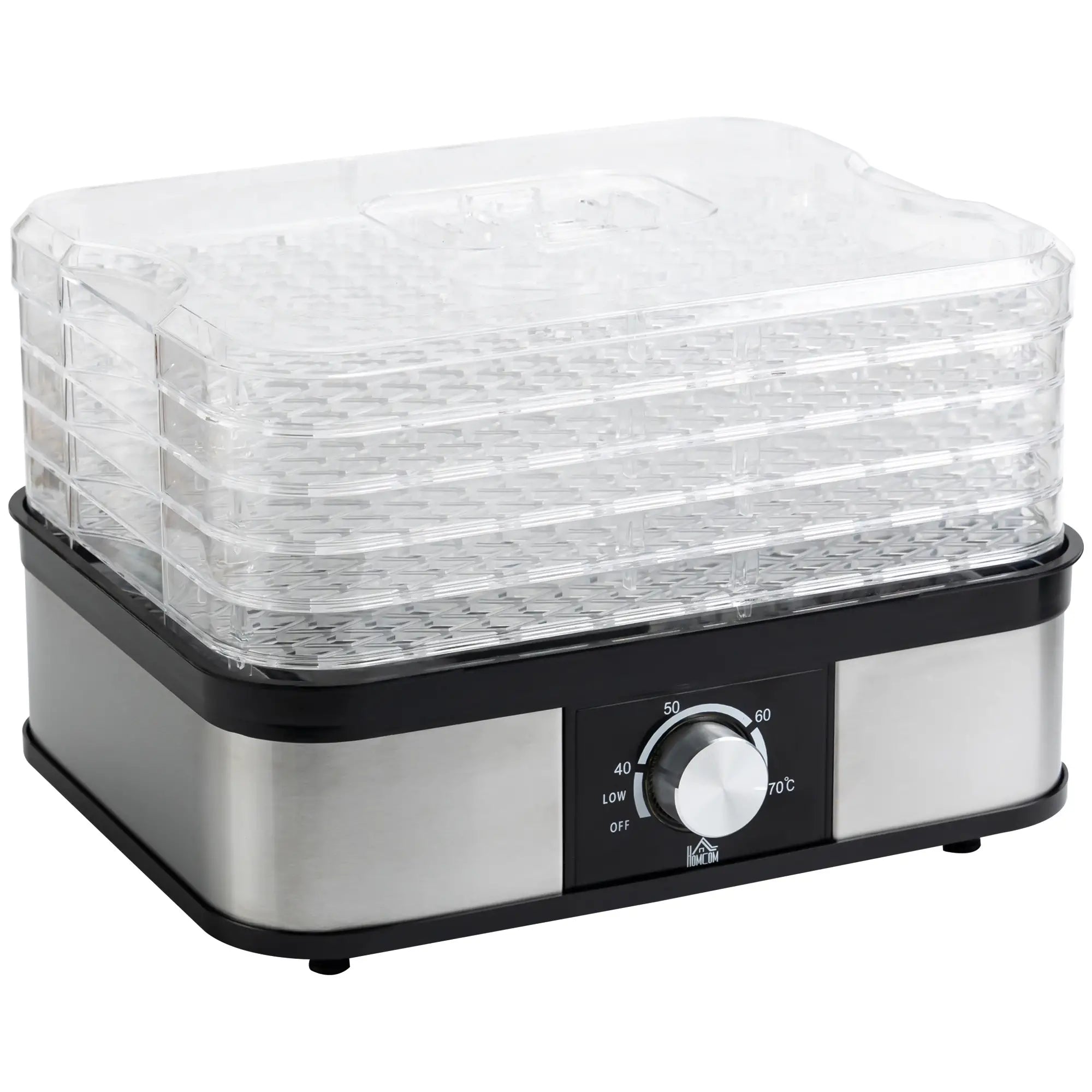HOMCOM Essiccatore per Alimenti a 5 Livelli con Temperatura Regolabile in Acciaio Inox