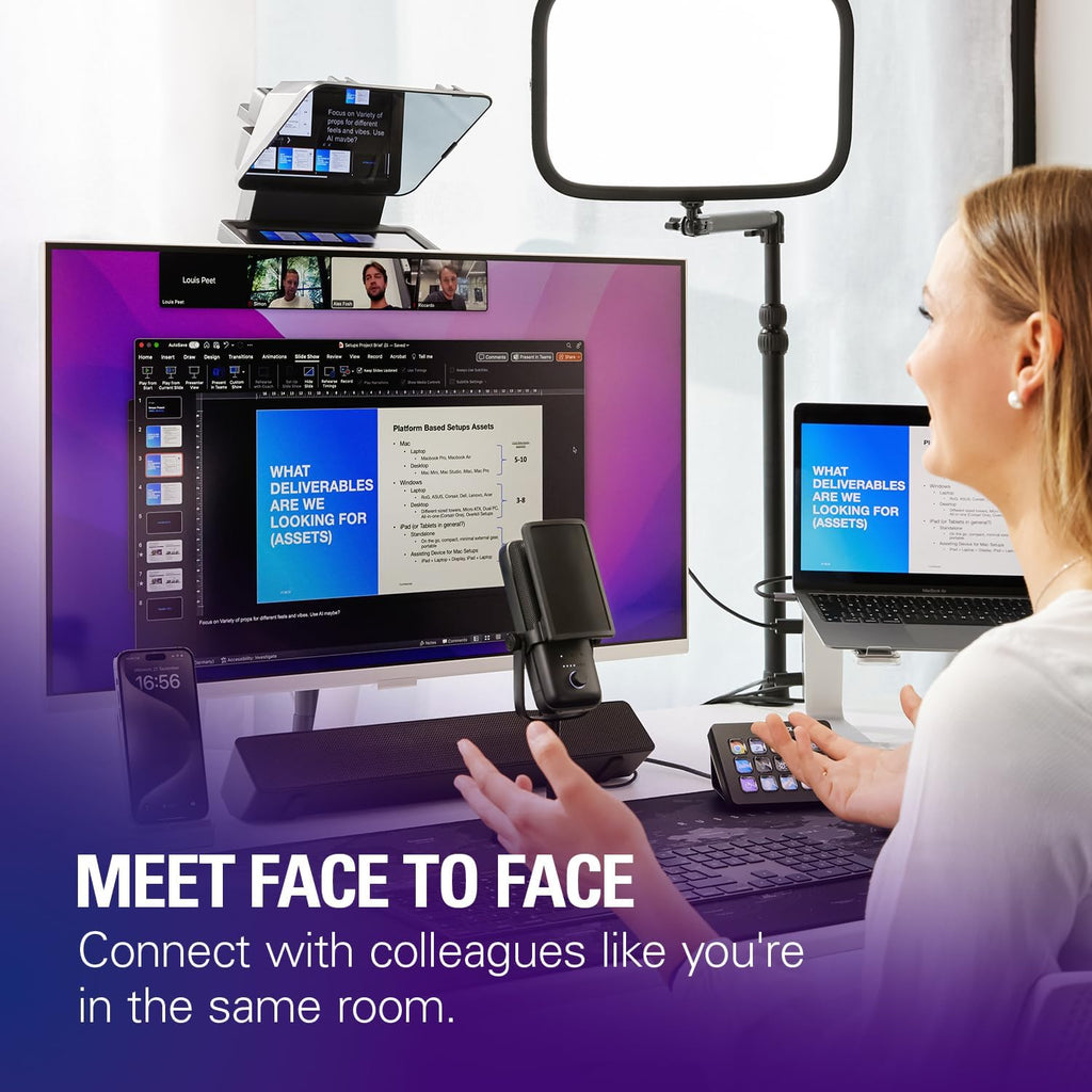 Elgato Prompter – Teleprompter mit integriertem Bildschirm für YouTube, Twitch, Zoom, Teams und mehr, unterstützt DSLR/Webcam/Smartphone, Drag&Drop-Monitoranzeige, funktioniert mit Mac/PC&Stream Deck