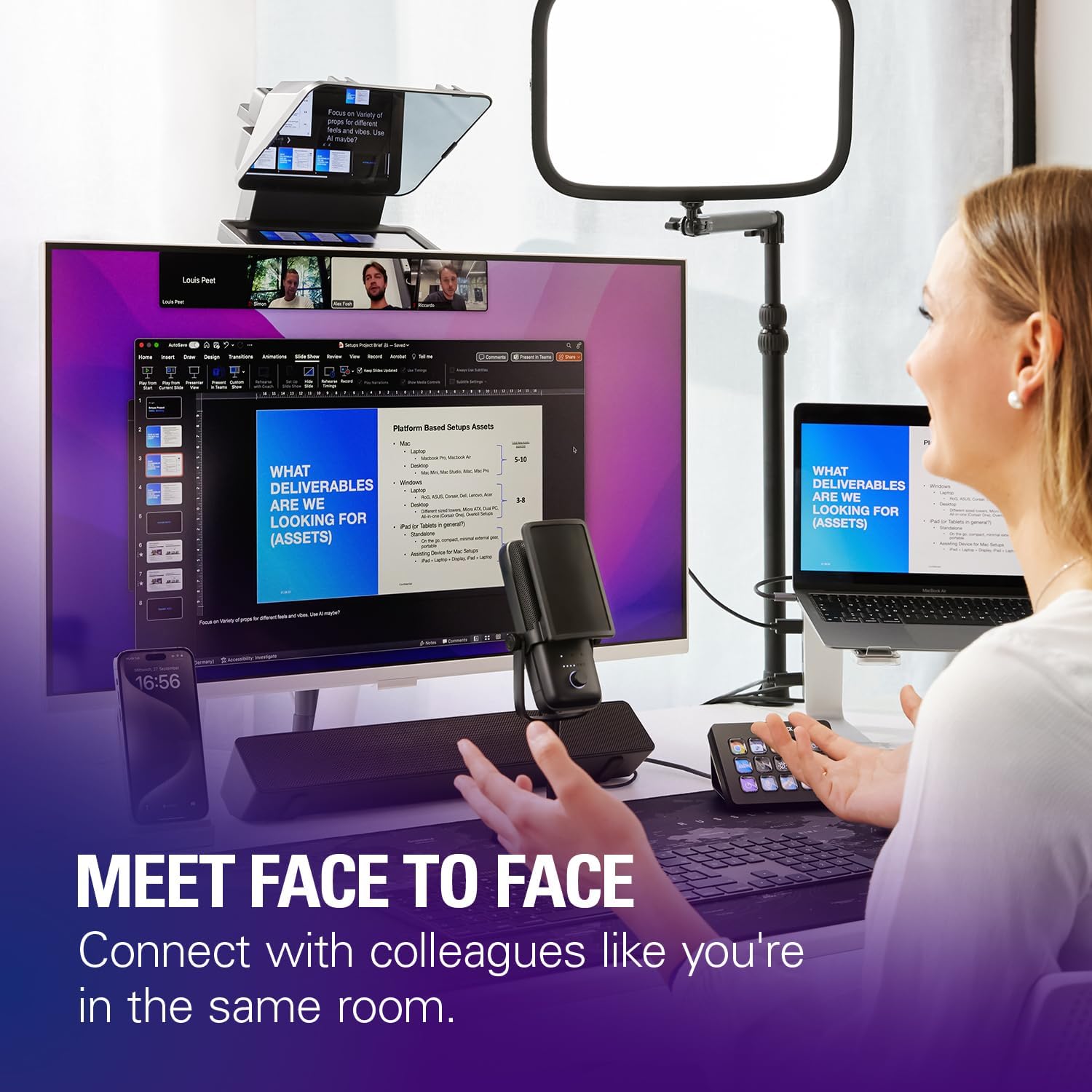 Elgato Prompter – Teleprompter mit integriertem Bildschirm für YouTube, Twitch, Zoom, Teams und mehr, unterstützt DSLR/Webcam/Smartphone, Drag&Drop-Monitoranzeige, funktioniert mit Mac/PC&Stream Deck