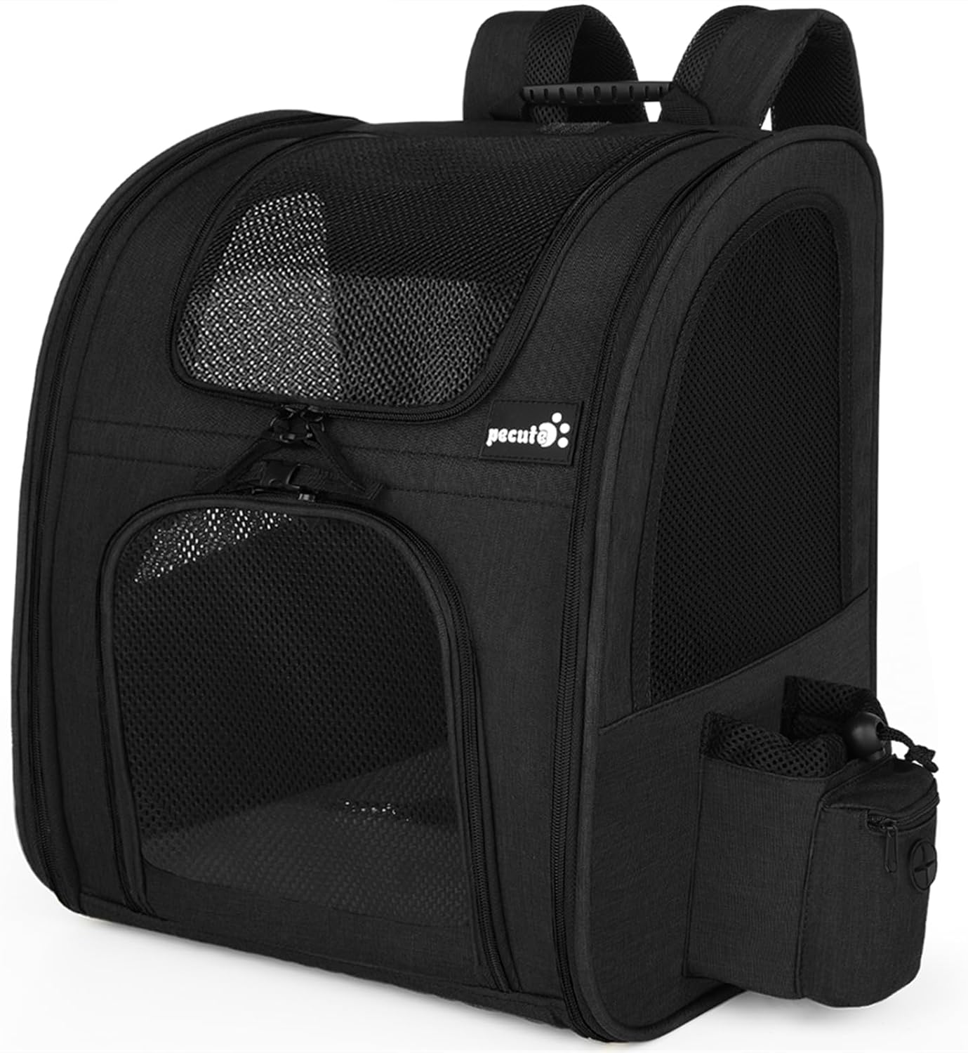 pecute Haustier Rucksack mit Netzfenster, Tragbare und Faltbare Katzentasche, Atmungsaktive und Leichte Hundetasche, Wasserdichtes Oxford-Tuch mit Viel Platz, Multifunktionales Rutschfestes Grau XL