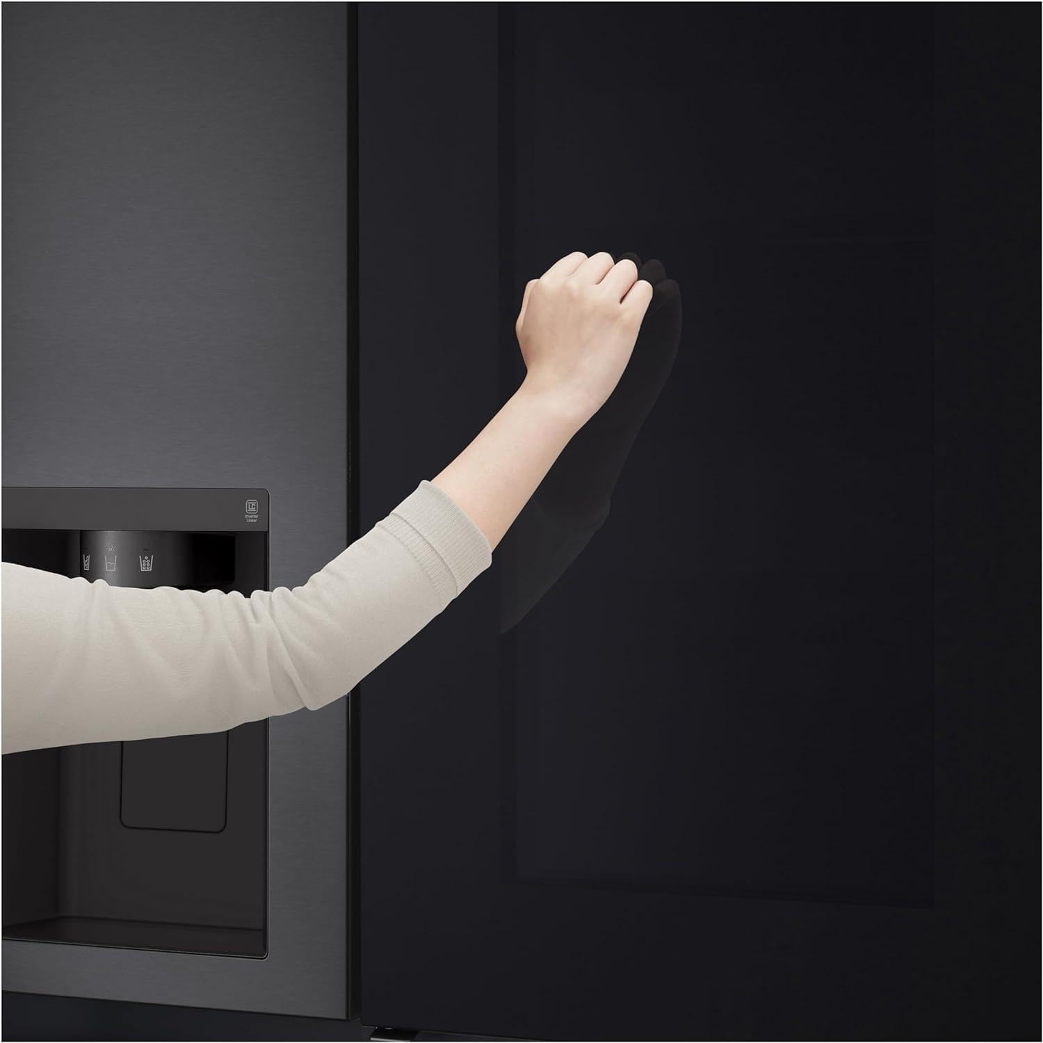 LG GSGV81PYLL Frigorifero Side by Side, Classe E, 635 L, Instaview, Frigorifero con congelatore, Dispenser ghiaccio, ghiaccio tritato, acqua, Total NoFrost, Smart Inverter Compressor, Wi-Fi