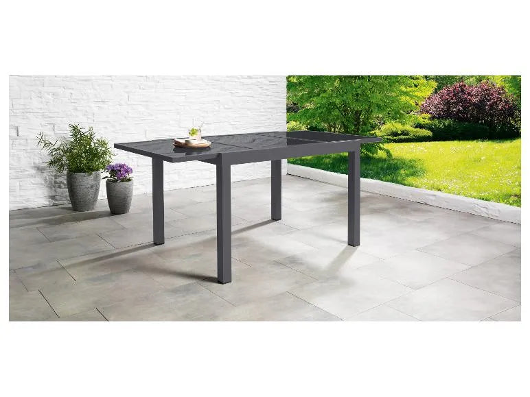 Set in alluminio »Houston«, 9 pezzi - Tavolo allungabile e 8 sedie schienale alto, grigio