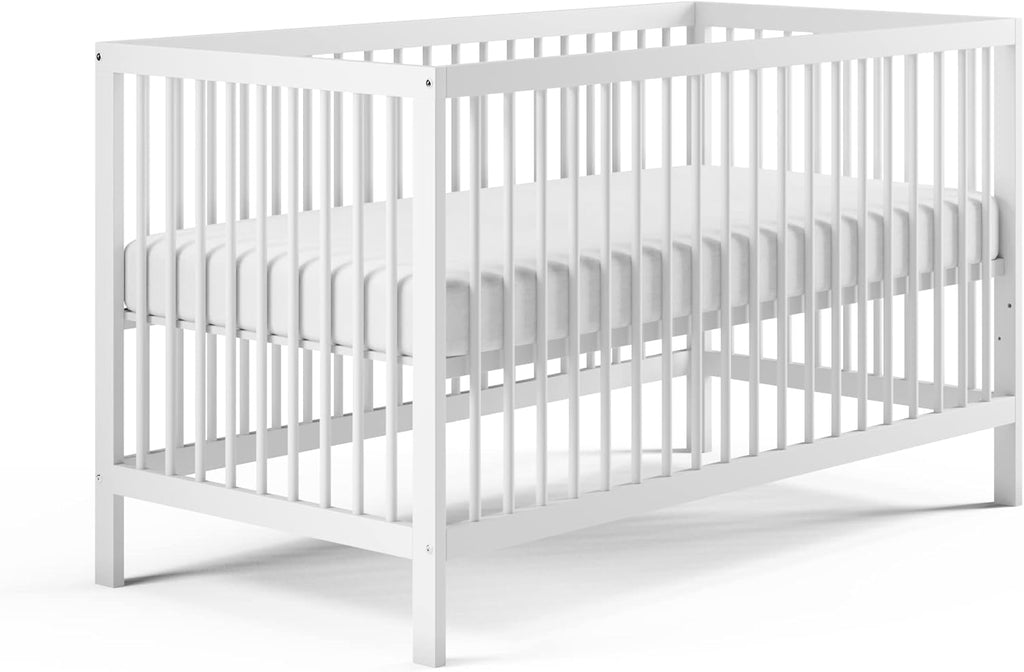 Kids Collective Lettino per neonati 60x120 regolabile in altezza e sponde rimovibili, opzionale con cassetto e materasso | Legno di faggio bianco molto stabile Prodotto in Europa