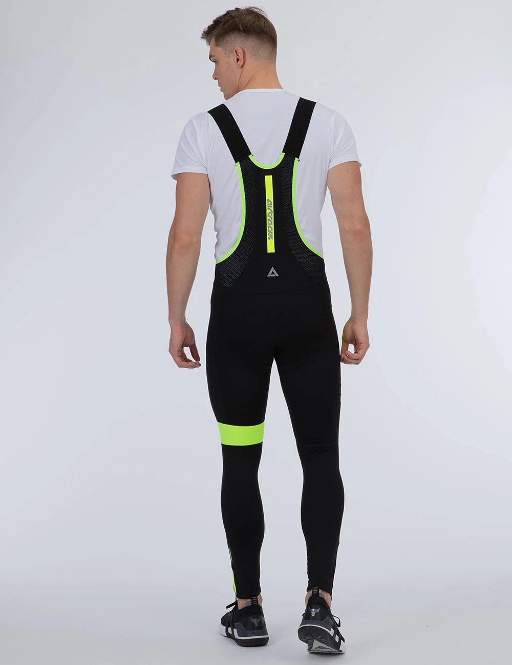 Herren Thermo Fahrradhose Lang Trgerhose Pro Team II  Schwarz-Neon