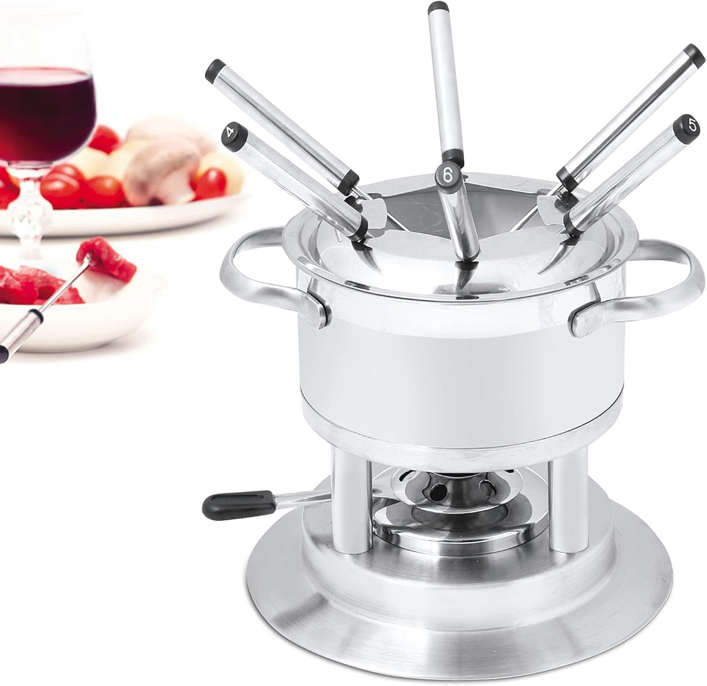 Swissmar F66415 Lausanne Fondue Set 11-teiliges, Kupfer/Edelstahl, 1.8L, Fondue-Set für Fleisch, Käse und Schokolade, für 6 Personen, Geschenkset