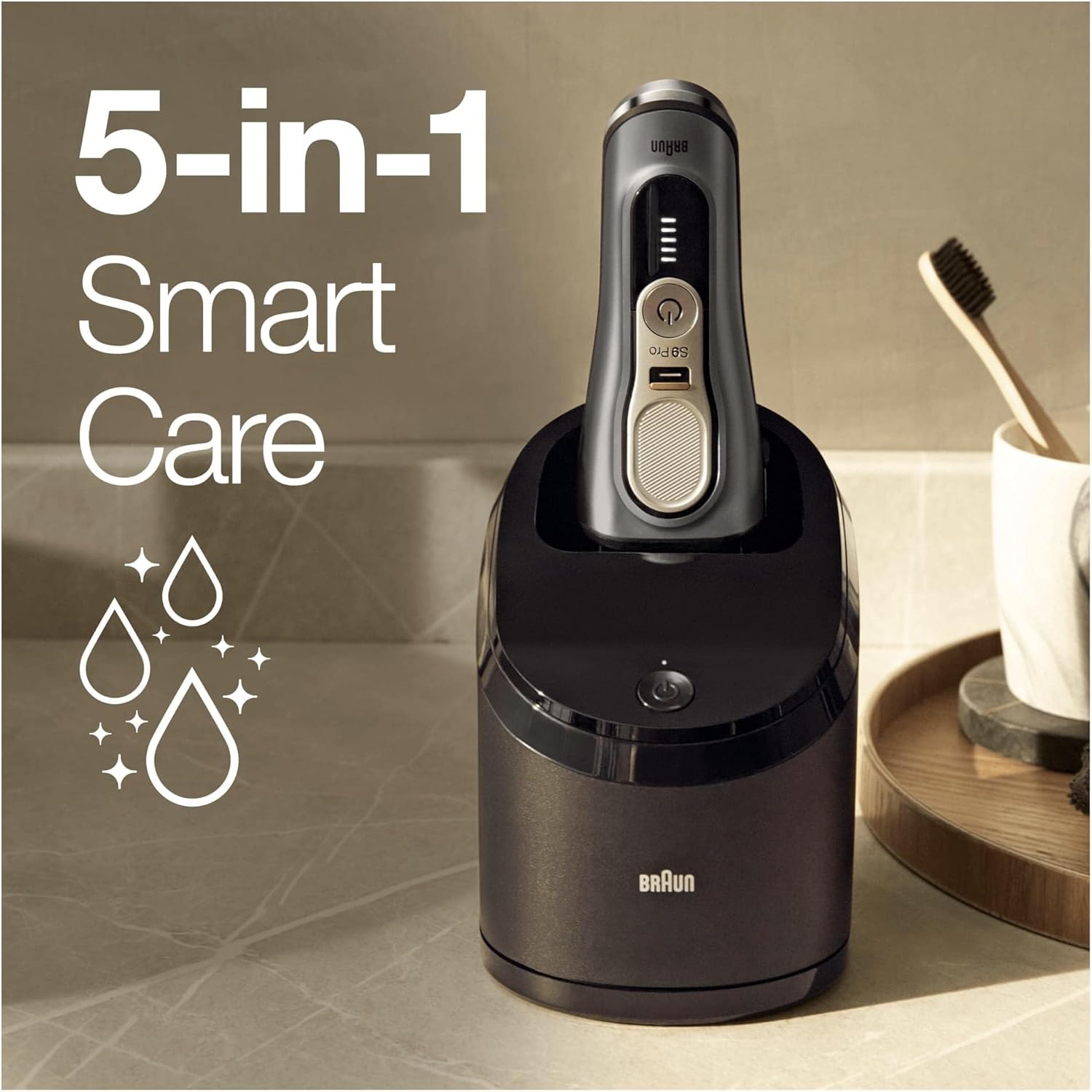 Braun Series 9 Pro Rasoio Elettrico da Uomo, Testato da Stiftung Warentest, con Testina Radente 4+1, Stazione di Ricarica, Regolabarba e 60 Minuti di Autonomia, 9465cc, Metallo Nobile