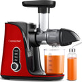 AMZCHEF Estrattore di Succo per Frutta e Verdura con 2 Modalità di Velocità - Slow Juicer con Bottiglia Portatile e 2 Tazze - Cold Press Juicer Senza BPA con LED Intelligente e Funzione di Inversione - Nero