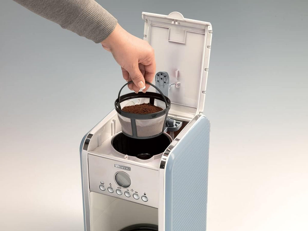 Ariete Vintage 1342 Macchina da Caffè Americano Retrò, Caraffa in Vetro Temperato, Fino a 12 Tazze, Timer 24 Ore, Spegnimento Automatico, Funzione Anti-Goccia, Piastra Riscaldante, Capacità 1.5 L, 2000 W, Verde