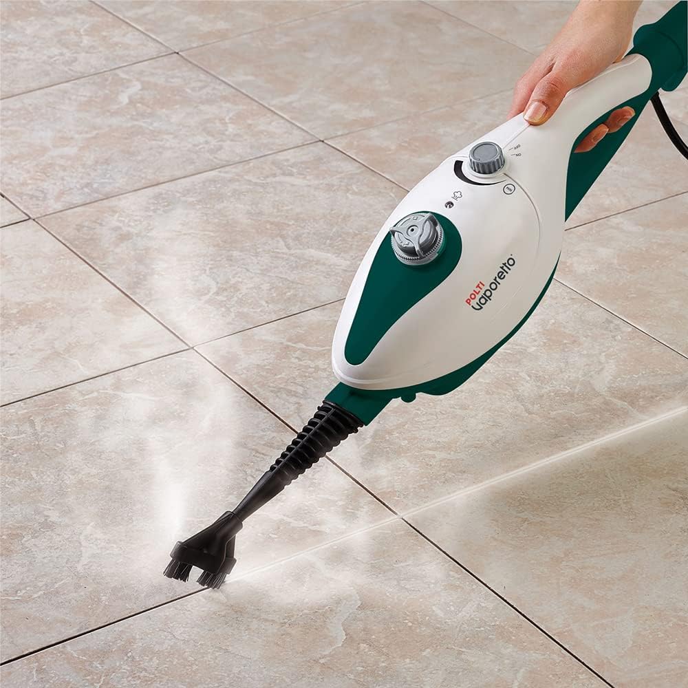 Polti PTEU0292 Vaporetto SV240 Scopa a vapore con pulitore a vapore integrato, uccide ed elimina il 99,9%* di virus, germi e batteri, Bianco/Verde
