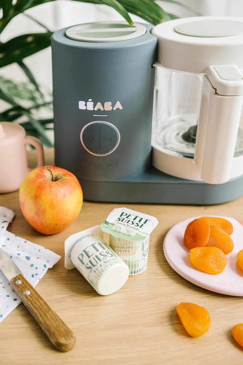 Béaba - Babycook Neo - 6 in 1 Babynahrungszubereiter - Schonender Dampfgarer - Glaskrug und Garkorb aus Edelstahl - Mineralgrau