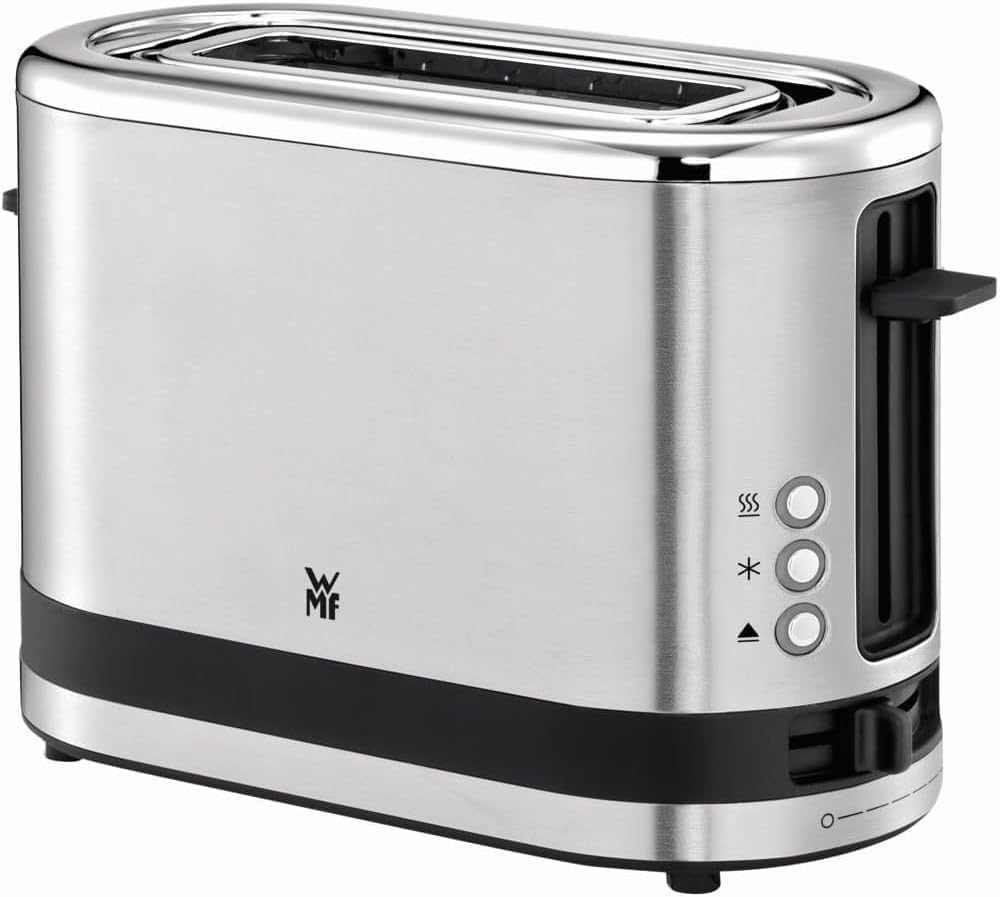 WMF Küchenminis 1-Scheiben Toaster Langschlitz XXl-Toast, Mini Toaster mit Brtchenaufsatz 7 Brunungsstufen berhitzungsschutz 600W Edelstahl matt