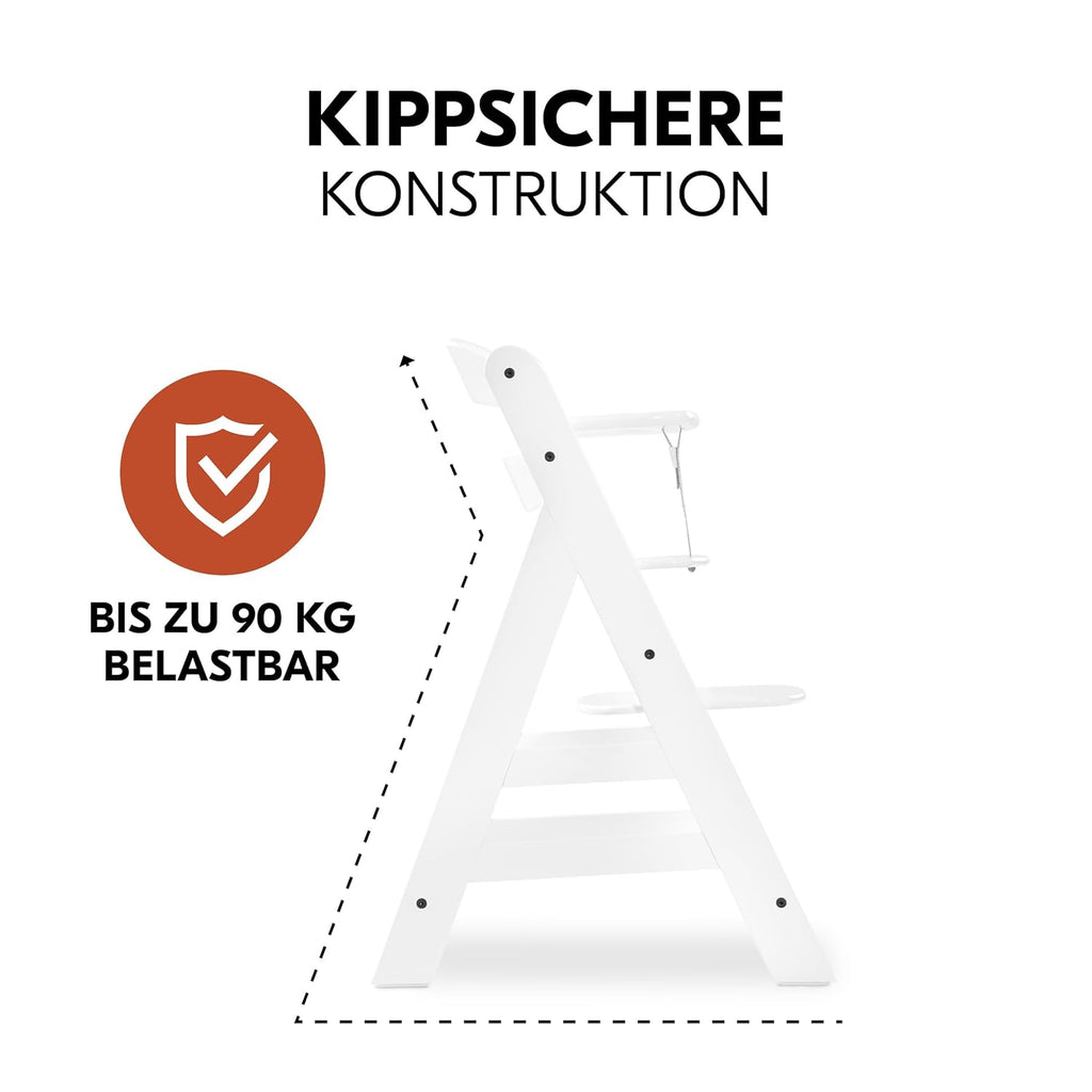 hauck Hochstuhl Alpha Plus Newborn Set mit 2in1 Bouncer - Mitwachsender Holz Babyhochstuhl ab Geburt, inkl. Sitzauflage & Neugeborenenaufsatz - Dark Grey