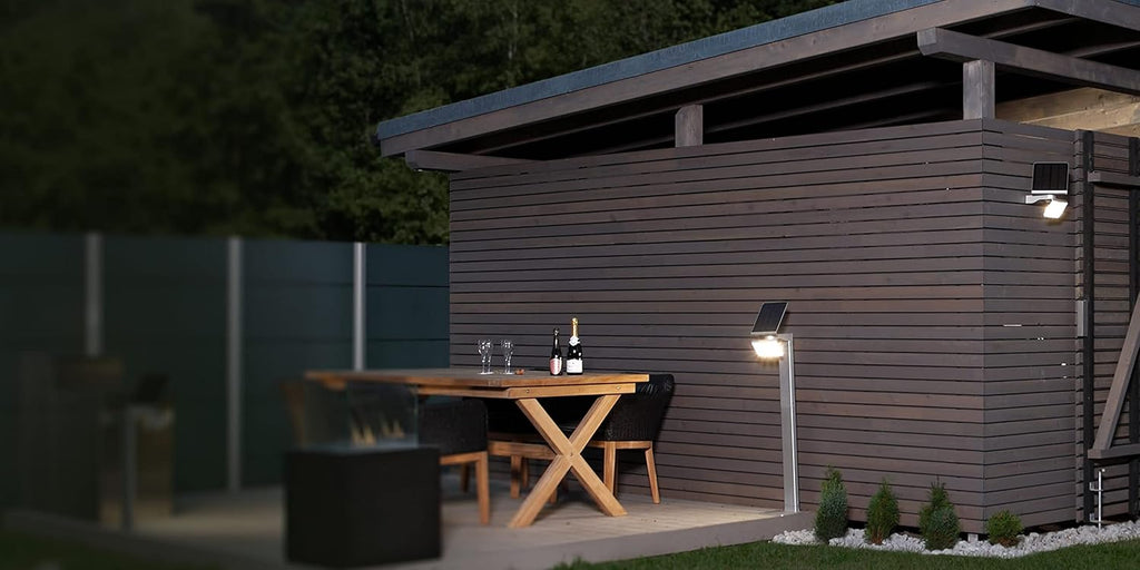 Steinel Lampada solare a LED XSolar GL-S argento, regolabile in altezza, 150 lm, sensore di movimento a 140°, raggio d'azione 5 m, luce di base