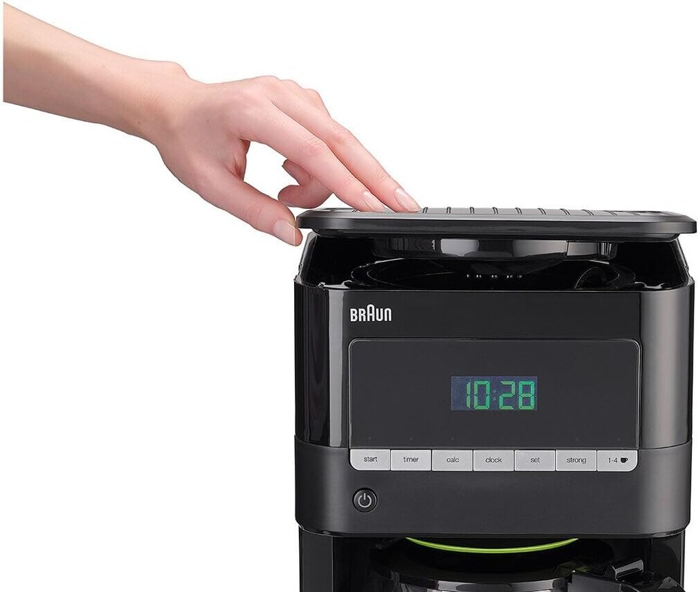 Braun Household PurAroma 7 Macchina da caffè KF 7125 – Macchina da caffè filtro con caraffa termica e funzione timer, Caffettiera per un aroma unico, 1000 Watt, Nero/Acciaio inox