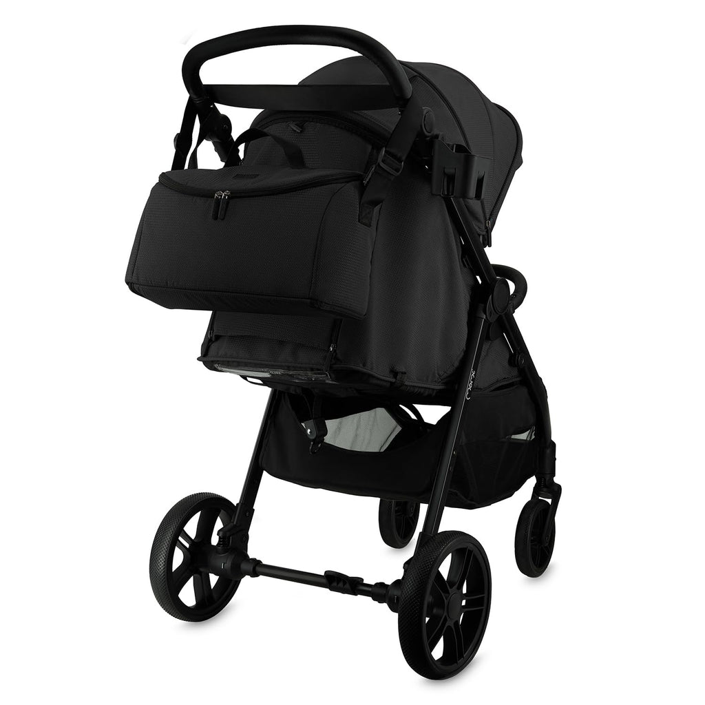 MoMi Passeggino CLARA, Passeggino dai 6 mesi in su, fino a 22 kg di peso corporeo, cintura di sicurezza a 5 punti, sacco coprigambe, portabicchieri, cestino della spesa, borsa per il cambio, zanzariera e parapioggia