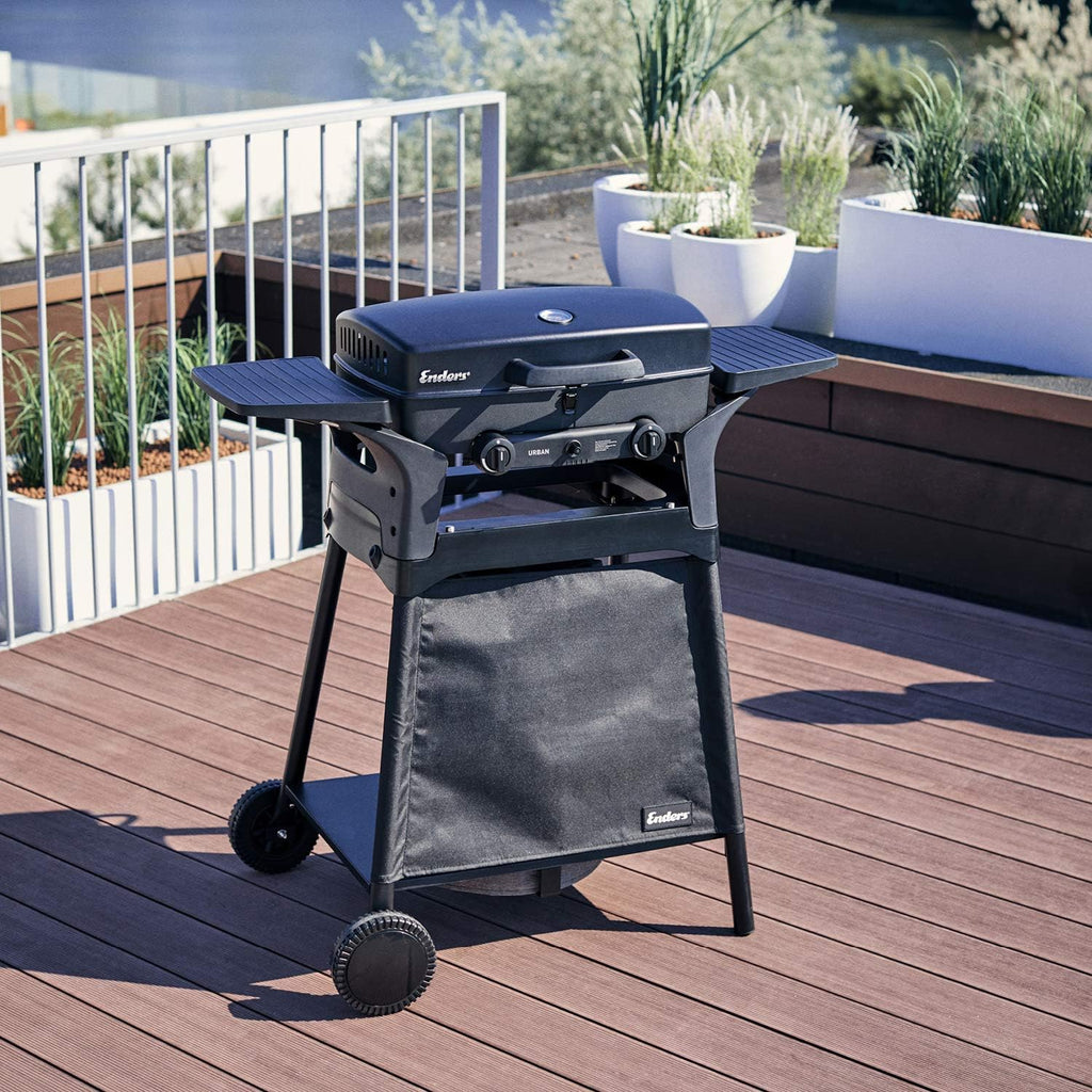 Enders Gasgrill Urban II Pro, barbecue da tavolo, funzione grill, cottura e forno, 2 bruciatori in acciaio inox, con termometro per grill, barbecue da balcone e campeggio, corpo in alluminio pressofuso, griglia in ghisa, #2062