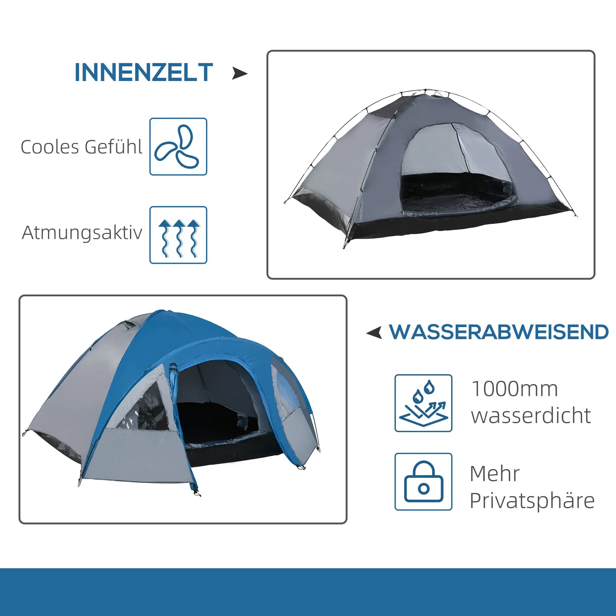 Outsunny Tenda da Campeggio 4 Persone 4 Stagioni con Veranda Esterna