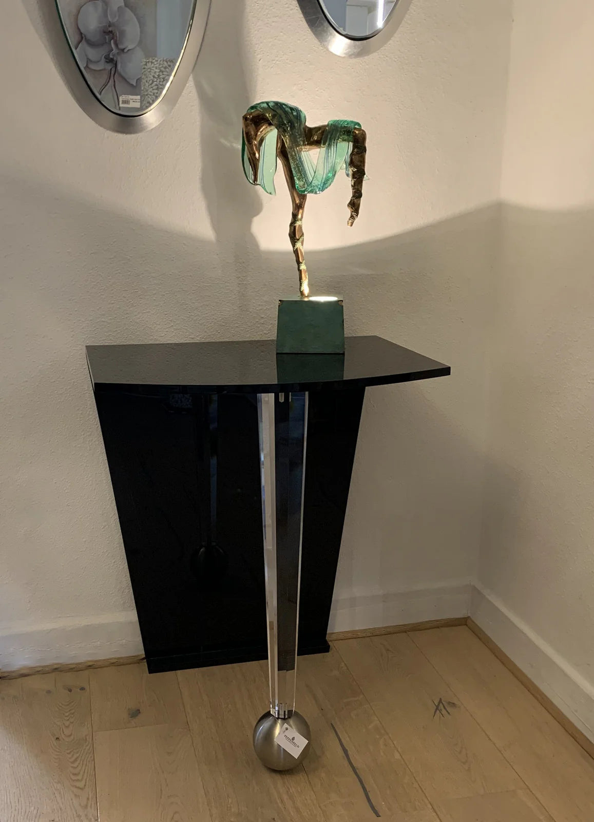 Casarte Konsole, Anstelltisch Saphir, Acryl Schwarz, Kugel Nickel
