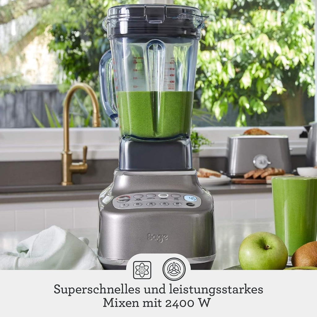 Sage - The Q - Schneller, leistungsstarker Mixer - 2400 W Standmixer, 4 One-Touch-Programme, 300 km/h Umdrehungsgeschwindigkeit - 2L Fassungsvermögen, 5 Geschwindigkeitsstufen - Smoked Hickory