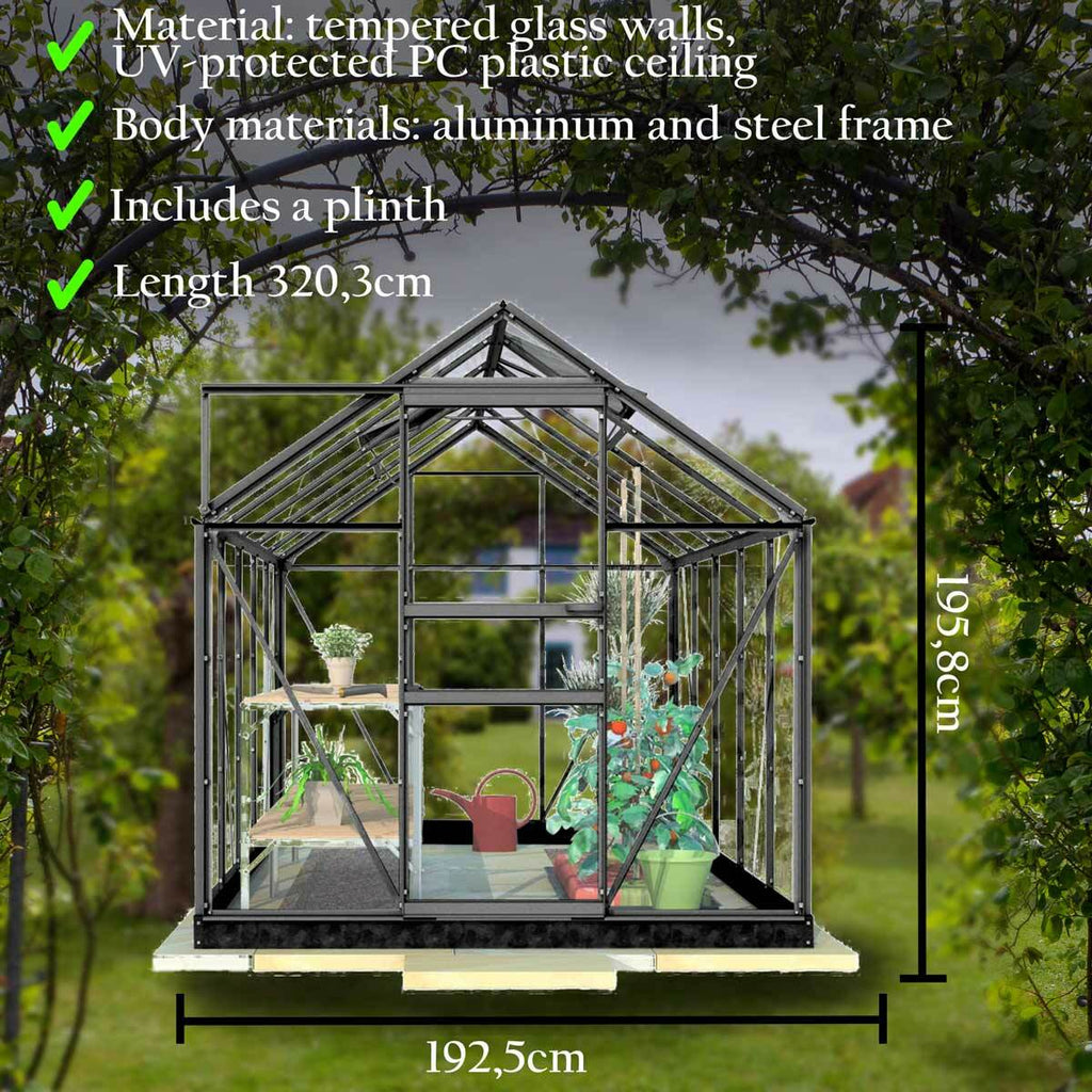 Lykke Gewchshaus Hybrid 6,2m2, schwarz