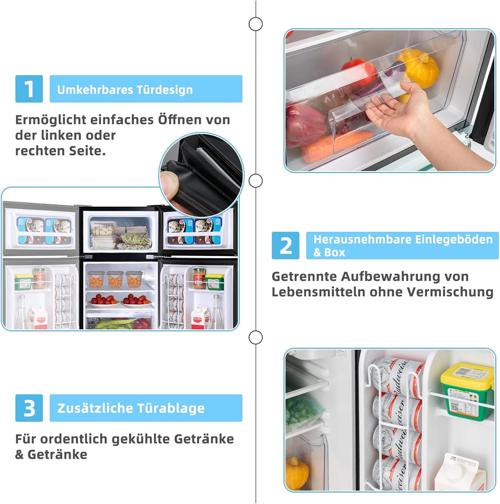 COSTWAY Frigorifero 90L con Congelatore 27L Combinato Frigo-Congelatore Verticale Congelatore Mini Frigo (bianco)
