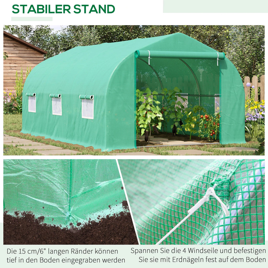 Serra a tunnel Outsunny calpestabile, resistente ai raggi UV, con porta avvolgibile