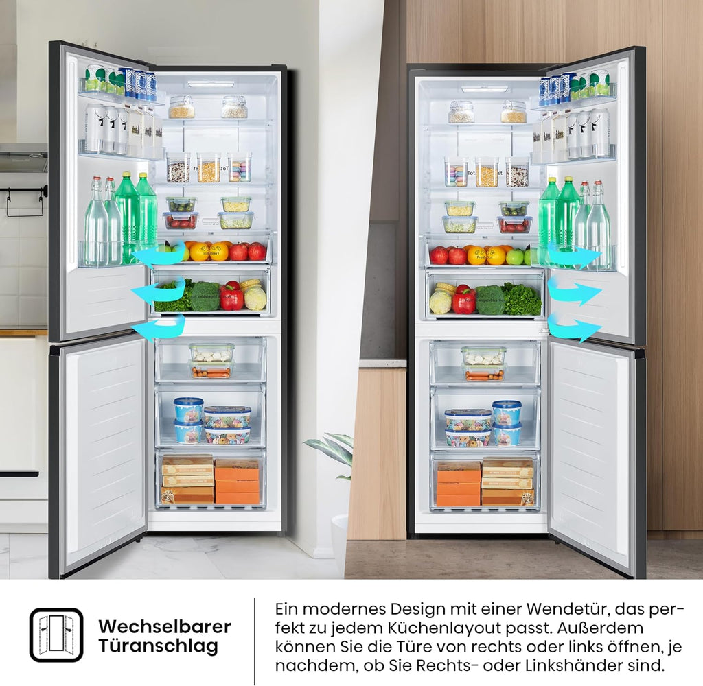 Hisense RB327N4ADD Frigorifero Combinato, Classe Energetica D, Total NoFrost, Porta Reversibile, Griglia Portabottiglie, Vano Frigo 171 Litri, Vano Congelatore 85 Litri, Look Acciaio Inox