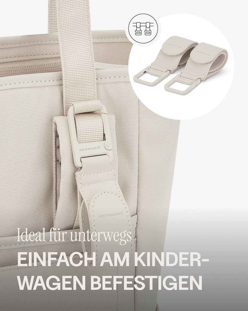 Kapten & Son Rucksack Lindby Diaper Set 12 L | 2in1 Wickelrucksack & Wickeltasche mit Kinderwagen- und Kofferbefestigung | inklusive Kulturtasche, Wickelunterlage & isolierter Flaschenhalter