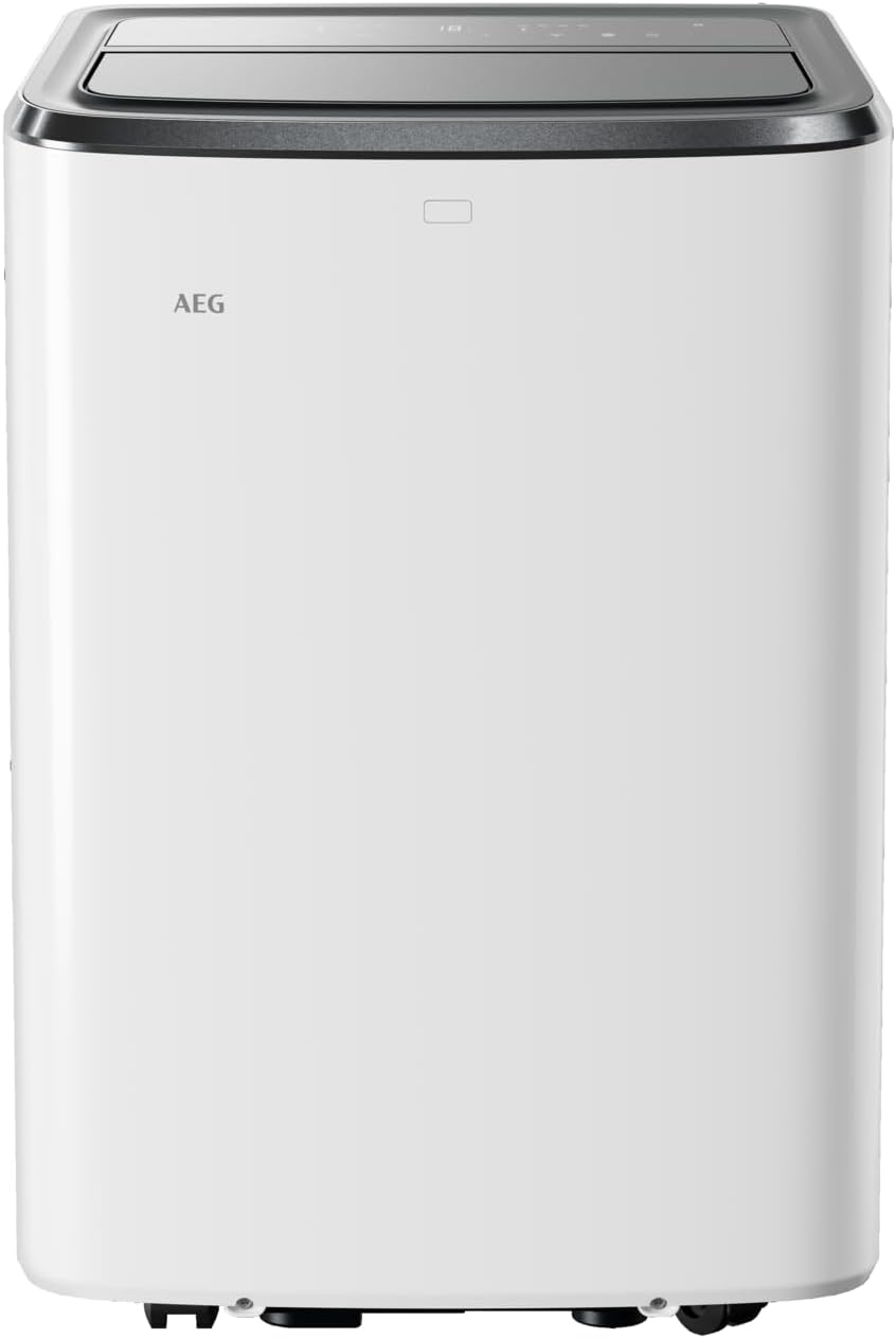 Condizionatore portatile AEG Chillflex Pro AXP26U338CW / display LED / pulsanti touch / telecomando / 30-40 m² / funzione di raffreddamento / ventilatore / funzione di deumidificazione / automatico / bianco/argento/nero