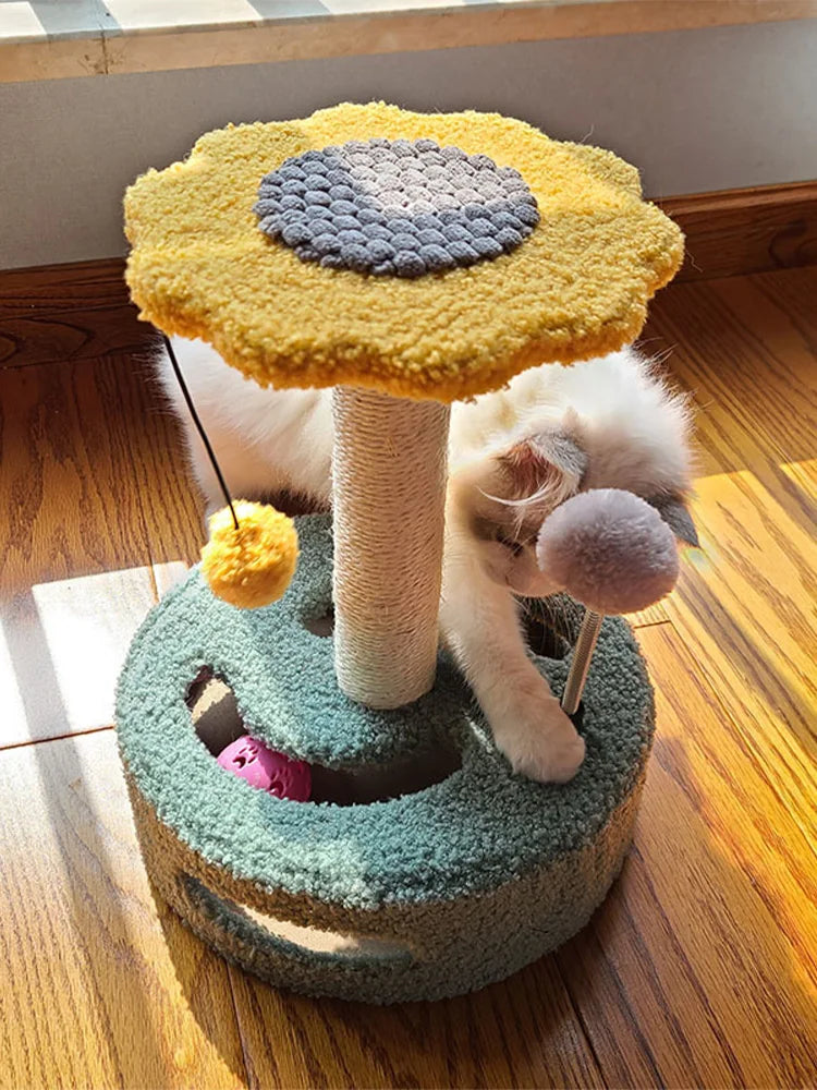 Eleganter Katzen-Kratzbaum im Blumen-Design – Ideal für kleine Rume