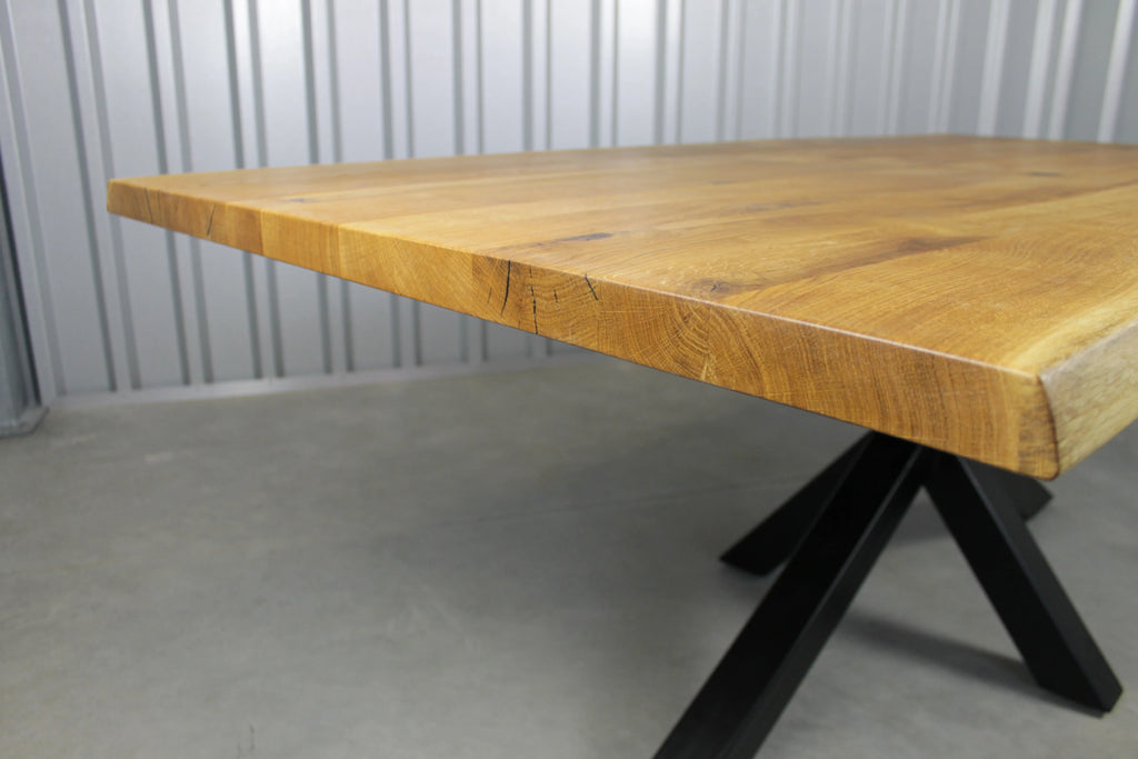 Serie UNA | Tavolo in legno massello - solo piano senza base - Rovere - diverse dimensioni e colori | Lunghezza: 160 - 300 cm | Larghezza: 90 - 100 cm