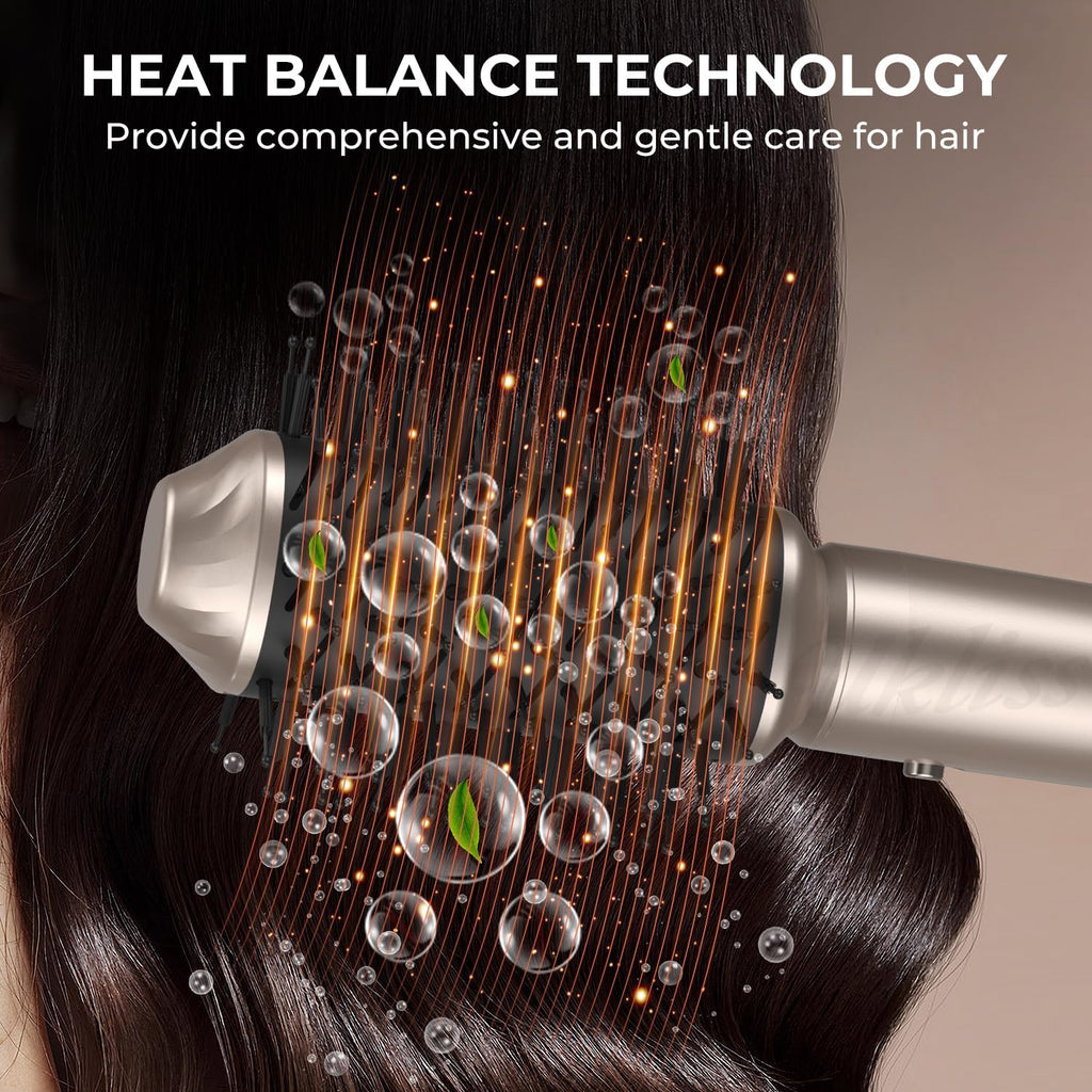 UKLISS 7 in 1 Pro Airstyler & Ionen Föhn [110,000RPM] High-speed Haartrockner Ionen Hair Dryer, mit Heißluft Lockenwickler Thermal Brush Haarglätterbürste Warmluftbürste Föhnbürste, 1200W/Blau