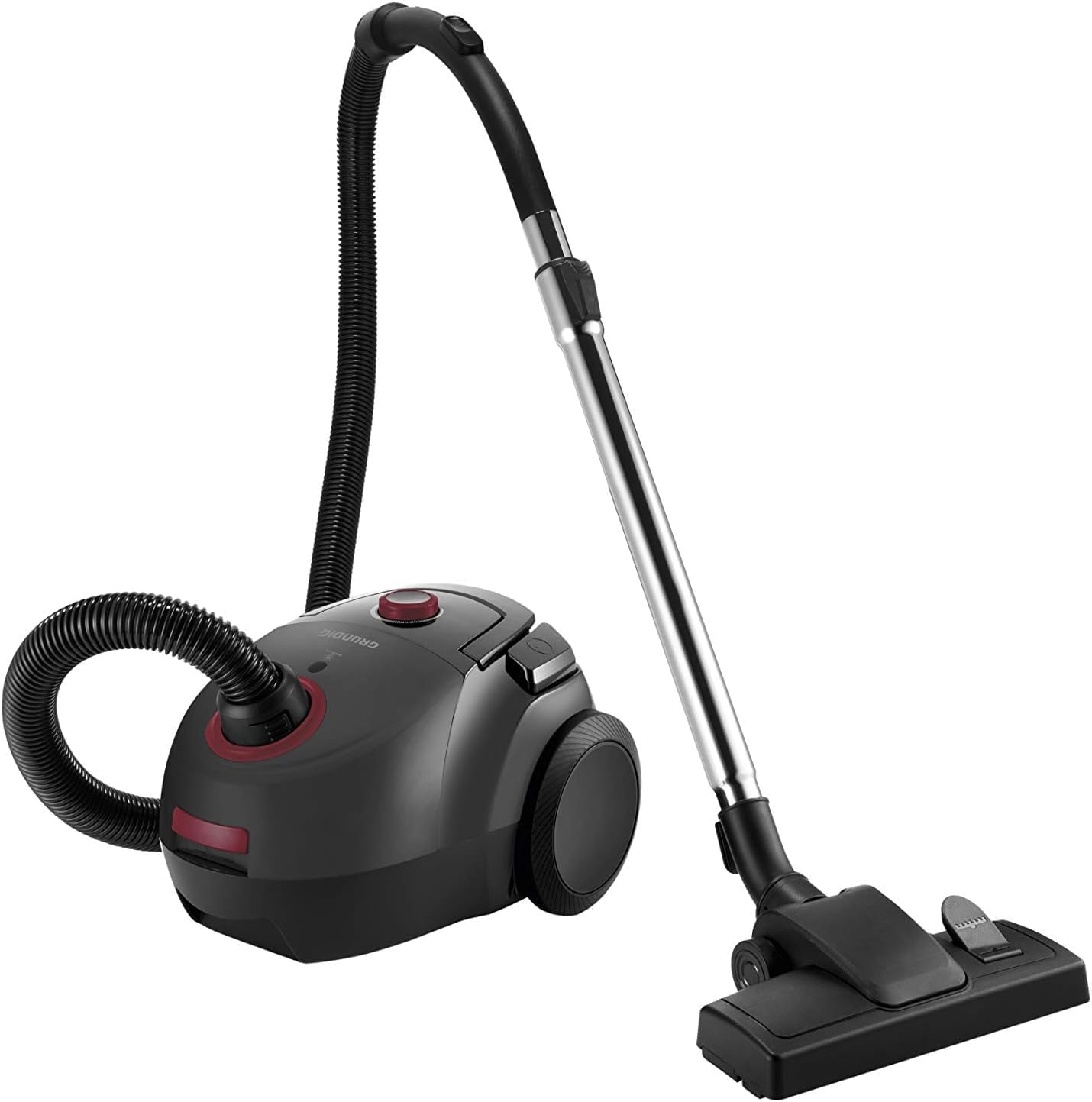 Grundig, VCC 3850 A Aspirapolvere a traino con sacco, 800 W, 2,1 L, Nero/Rosso