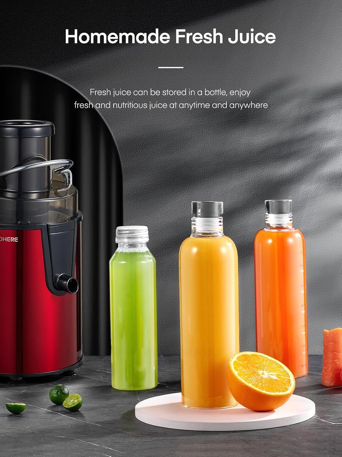 FOHERE Centrifuga per Frutta e Verdura in Acciaio Inox, 400W con Imboccatura Larga da 65 MM e 3 Velocità, Funzione Anti-Goccia e Protezione da Surriscaldamento con Spazzola per la Pulizia, Argento