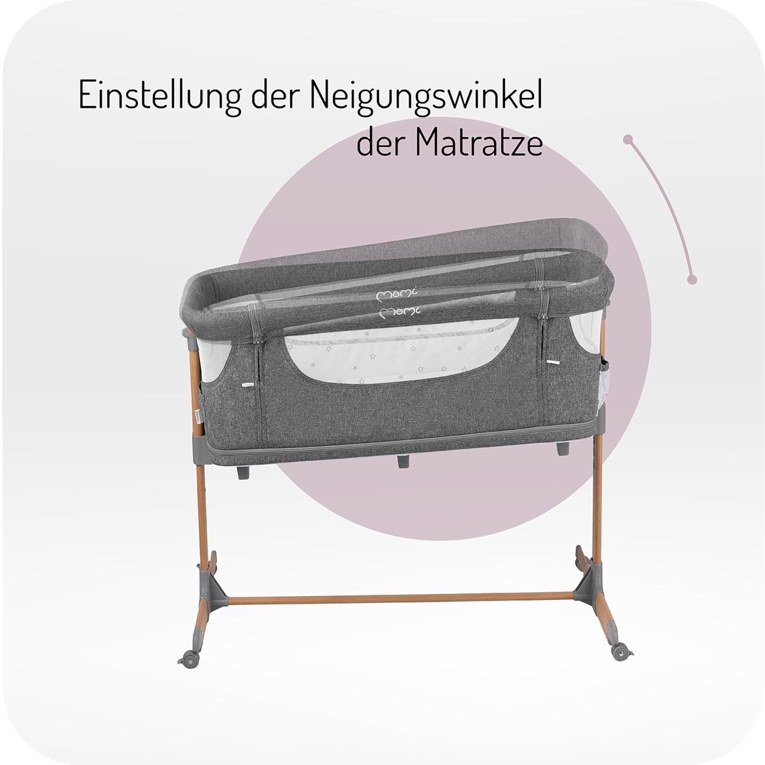 Momi SMART Bed Lettino fianco letto 4-in-1, fino a 15 kg, con materasso, regolabile in altezza