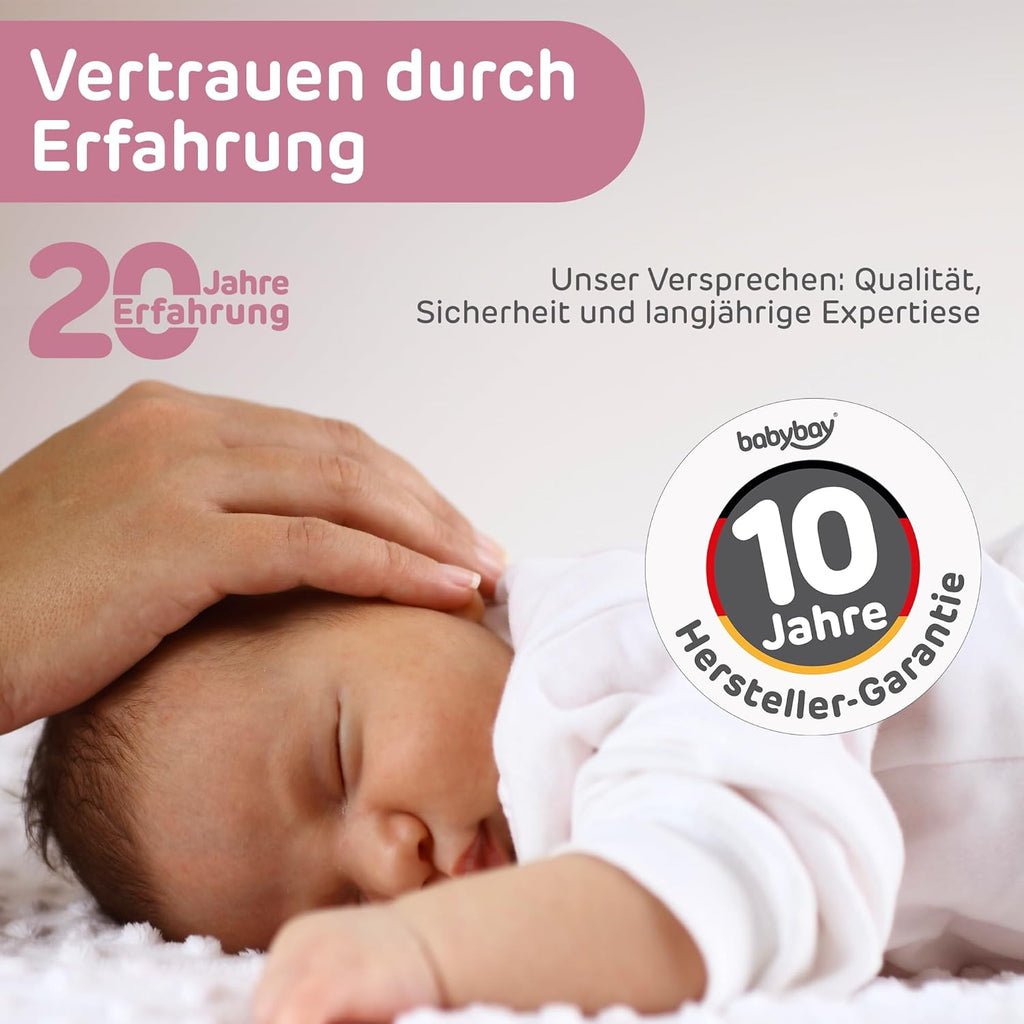 babybay Original Lettino da affiancare in massello di faggio / compatto e trasformabile / Altezza regolabile senza livelli preimpostati ed ecologico / Lettino evolutivo (laccato bianco) / Materasso incluso