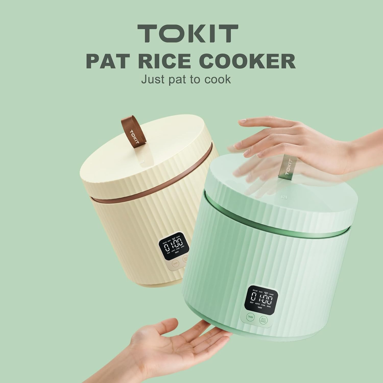 TOKIT Cuociriso 1.5L Pro Mini Piccolo ma Multifunzione con Tasto Touch Display per 1-3 persone Pentola Interna Antiaderente Rivestita in Ceramica (Bianco)