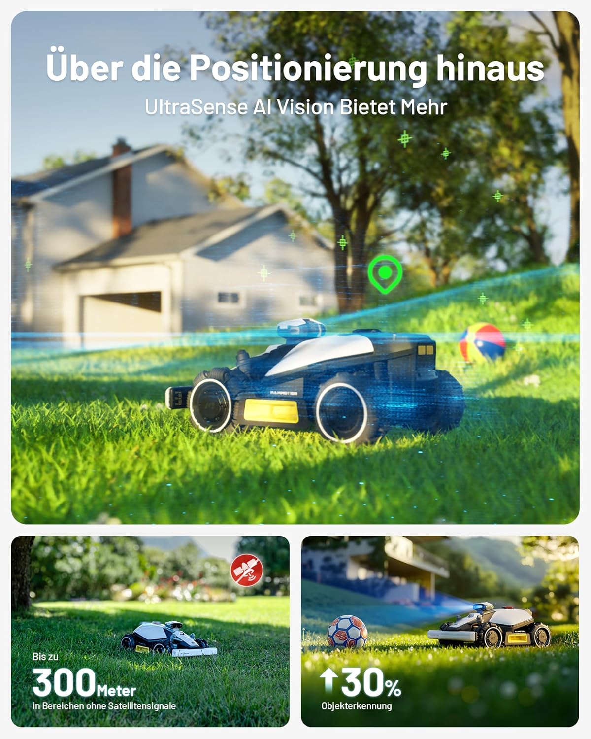 MAMMOTION LUBA 2 AWD 3000X Robot Rasaerba senza Filo Perimetrale, NetRTK+Vision, Nessuna Antenna RTK Necessaria, Mappatura Automatica, Consigliato 3000m², Max. 3600m², con Modulo 4G, Pendenza 80%