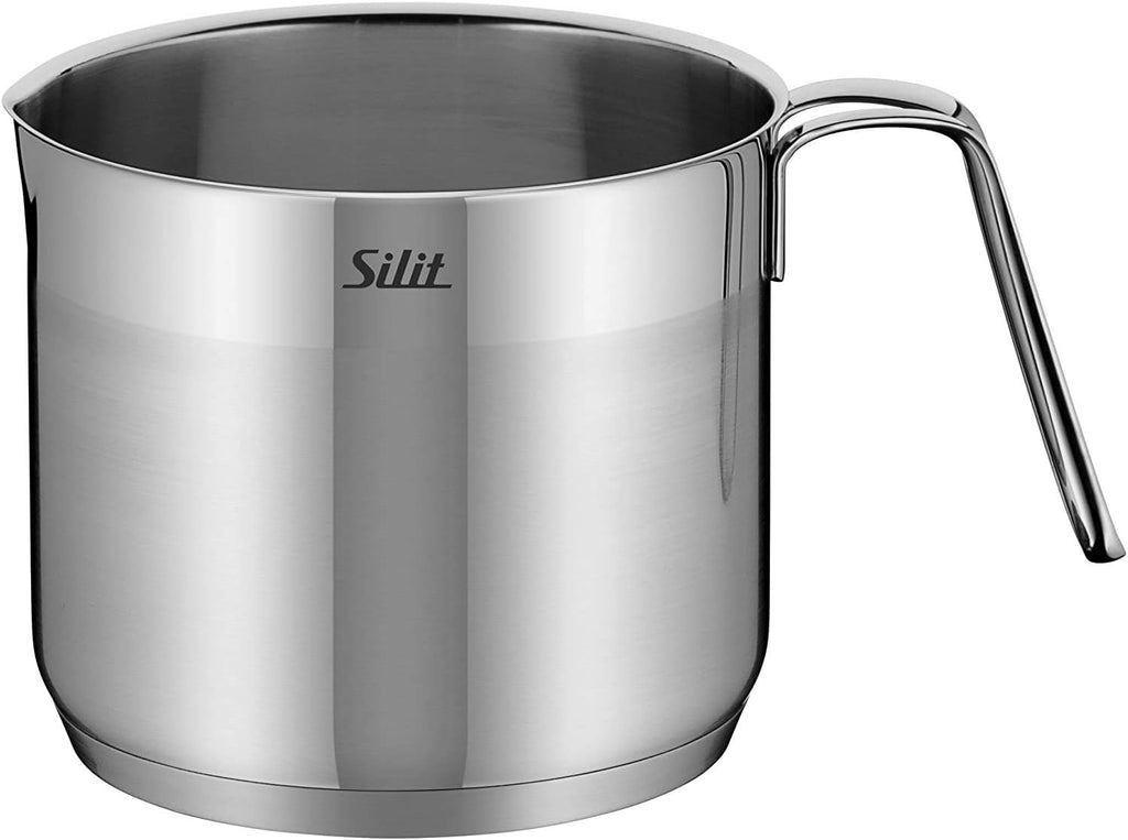 Silit Toskana Set di pentole 10 pezzi, adatto all'induzione, Set di pentole con coperchio in vetro, Pentole a induzione, Bollilatte, Vaporiera, Padella, Acciaio inossidabile parzialmente opaco, Set di pentole a induzione non rivestite
