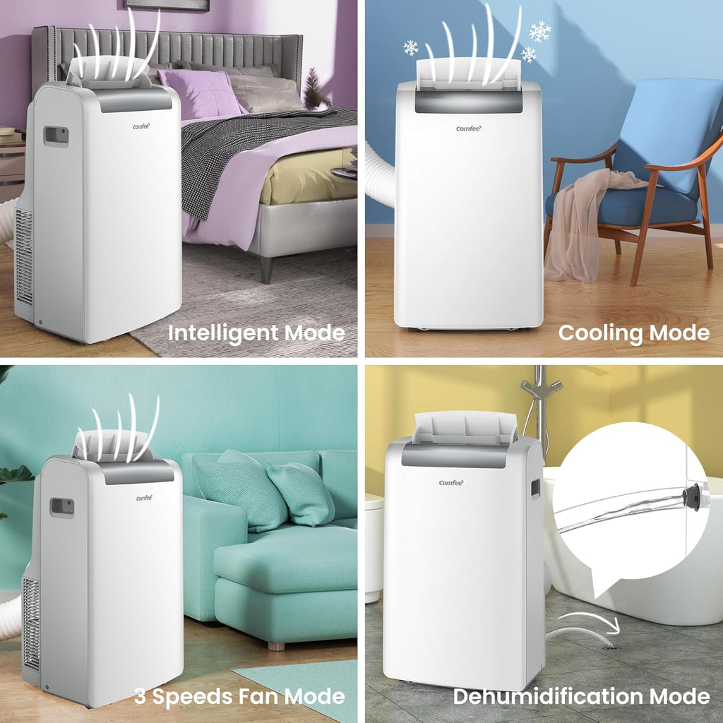 Comfee Condizionatore Portatile Easy Cool 2.0, 7000 BTU 2,0kW, Raffreddamento&Ventilazione&Deumidificazione, Adatto per Ambienti fino a 68m³(25㎡), Controllo tramite APP/Alexa/Google Home/IFTTT, Climatizzatore Portatile con Tubo di Scarico