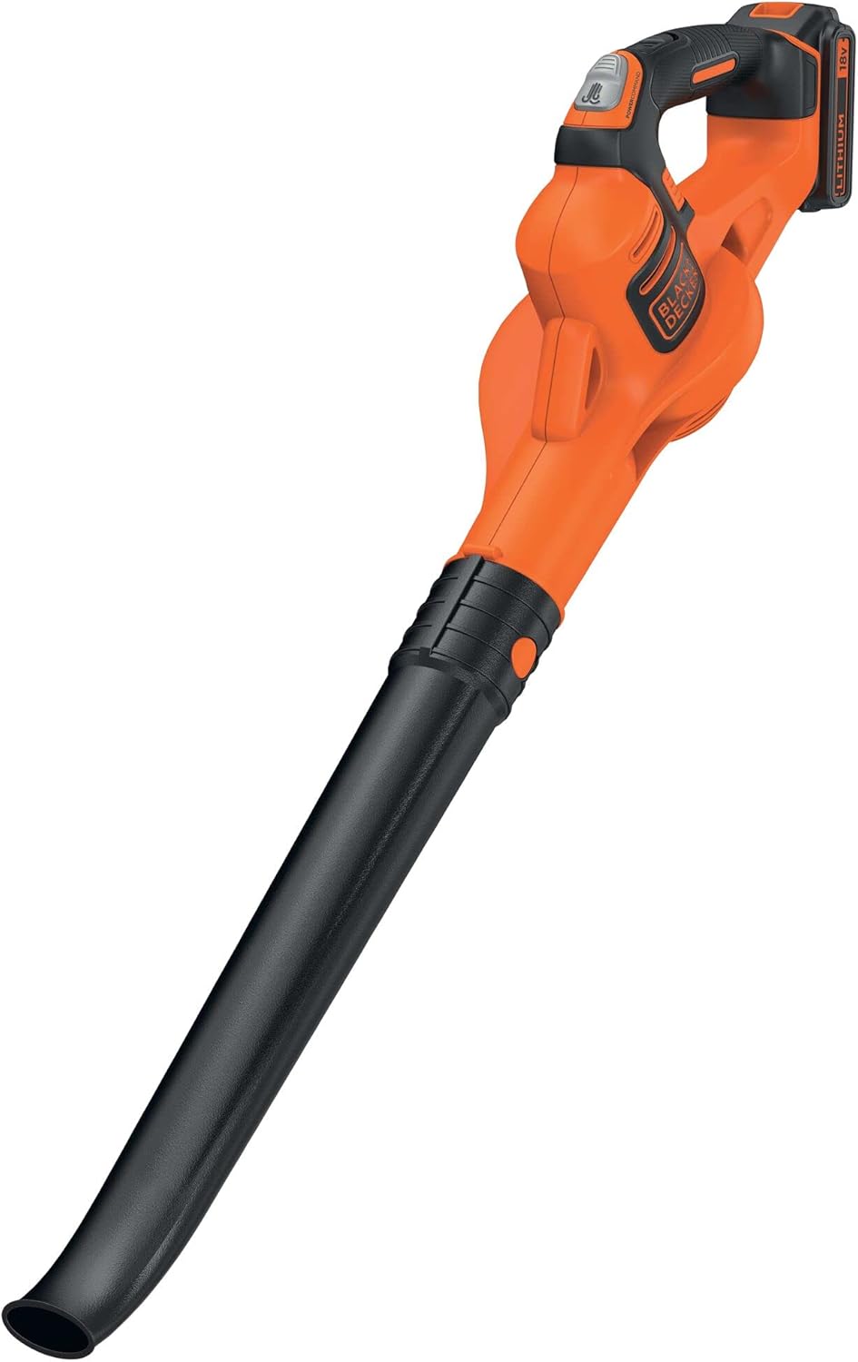 Black+Decker Soffiatore a Batteria GWC1820PCB (18 Volt, velocità di soffiaggio fino a 209 km/h, rimuove senza sforzo sporco e foglie, con Powercommand, fornitura senza batteria e caricabatterie)