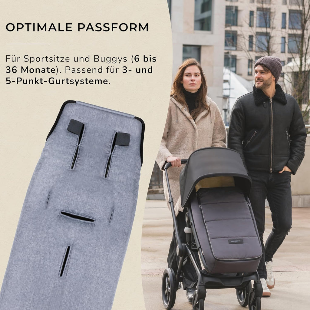 WERNER CHRIST BABY, Kinderwagen-Fußsack CORTINA – Thermo Winterfußsack (Kinder ab 6 - bis 36 Monate), mit herausnehmbarer Lammfelleinlage, medizinisches Fell, in Black (schwarz)