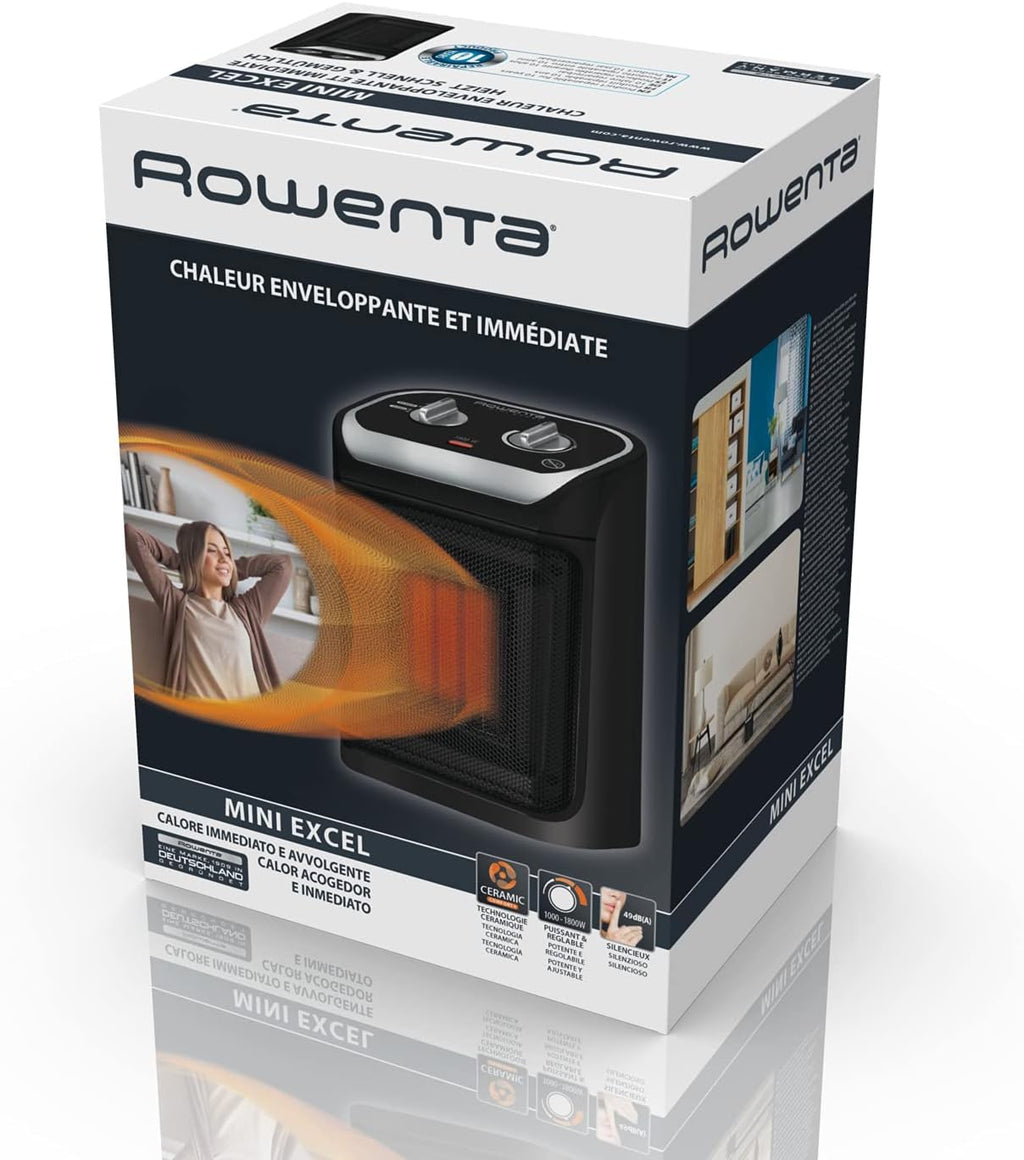 Rowenta Instant Comfort Aqua Termoventilatore, Due Livelli di Riscaldamento, Funzione Ventilatore, Consumo Energetico Regolabile, Silenzioso, Stufa Elettrica, Grigio Chiaro, SO6510F2, 1200 - 2400w