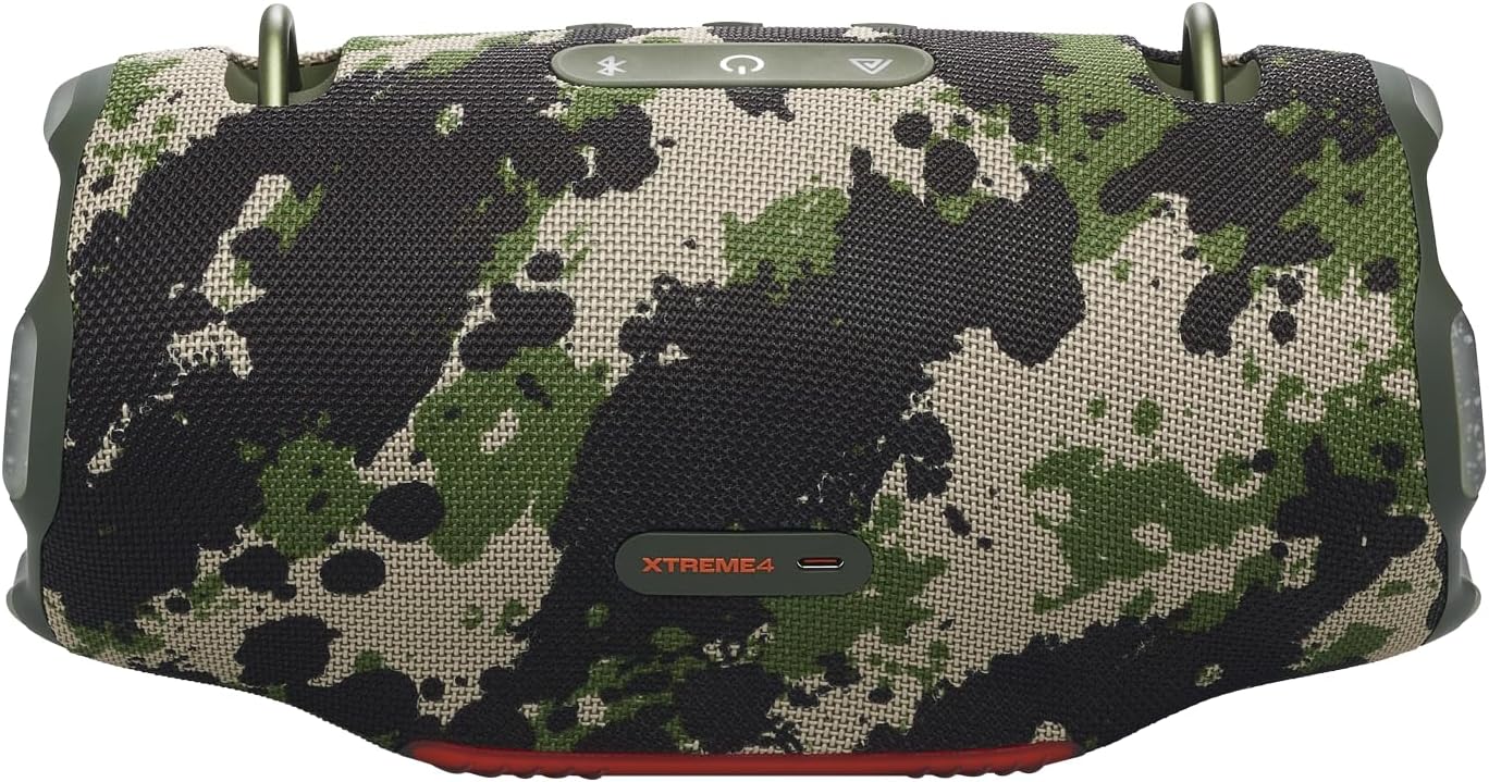 JBL Xtreme 4 Altoparlante portatile in colorazione Camouflage – Cassa portatile Bluetooth con bassi profondi, AI Sound Boost e power bank integrato – Impermeabile e resistente alla polvere – 24 ore di autonomia