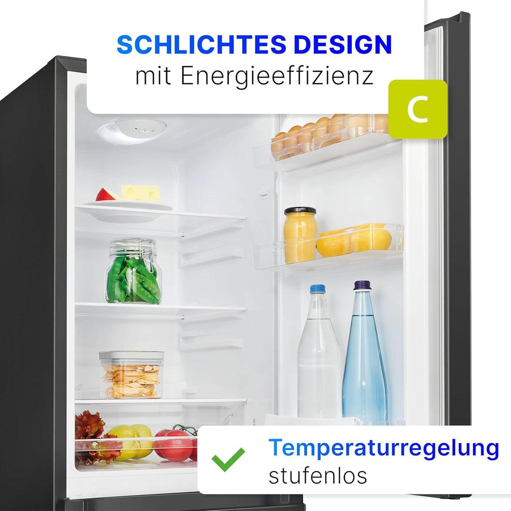 Frigorifero con congelatore Bomann | Combinazione Frigorifero Congelatore 173 L con 3 Ripiani e 3 Cassetti | Cerniera Porta Reversibile | Combinazione Frigorifero Congelatore Silenziosa 40 dB | Frigorifero KG 7359 Nero-inox