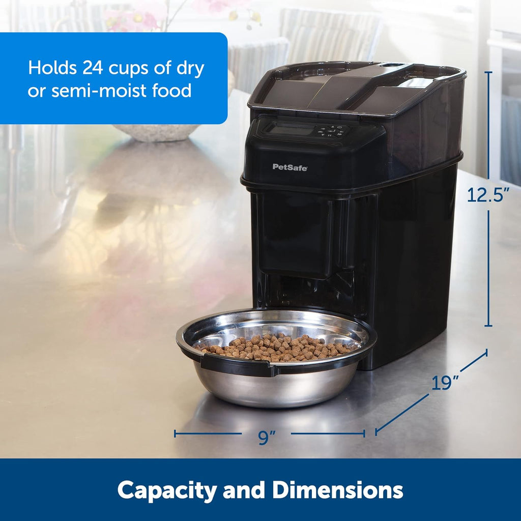 PetSafe Smart Feed Distributore Automatico di Cibo, con Controllo da Smartphone tramite App, Adatto per Cibo Secco, Capacità 1,5 L, Nero, Grigio