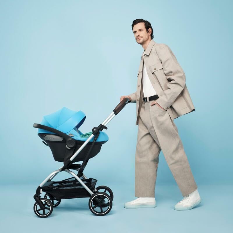 CYBEX Gold Babyschale Aton S2 i-Size, Ab Geburt bis ca. 24 Monate, Max. 13 kg, Inkl. Neugeboreneneinlage, SensorSafe kompatibel, Ocean Blue