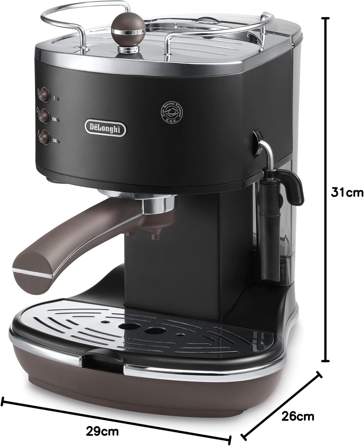 De'Longhi Icona Vintage ECOV 311.GR – Macchina da Caffè Espresso con Funzione Cappuccino, Design Retrò, con Montalatte Manuale, per Caffè in Polvere o Cialde E.S.E., Serbatoio dell’Acqua da 1,4 Litri, Verde